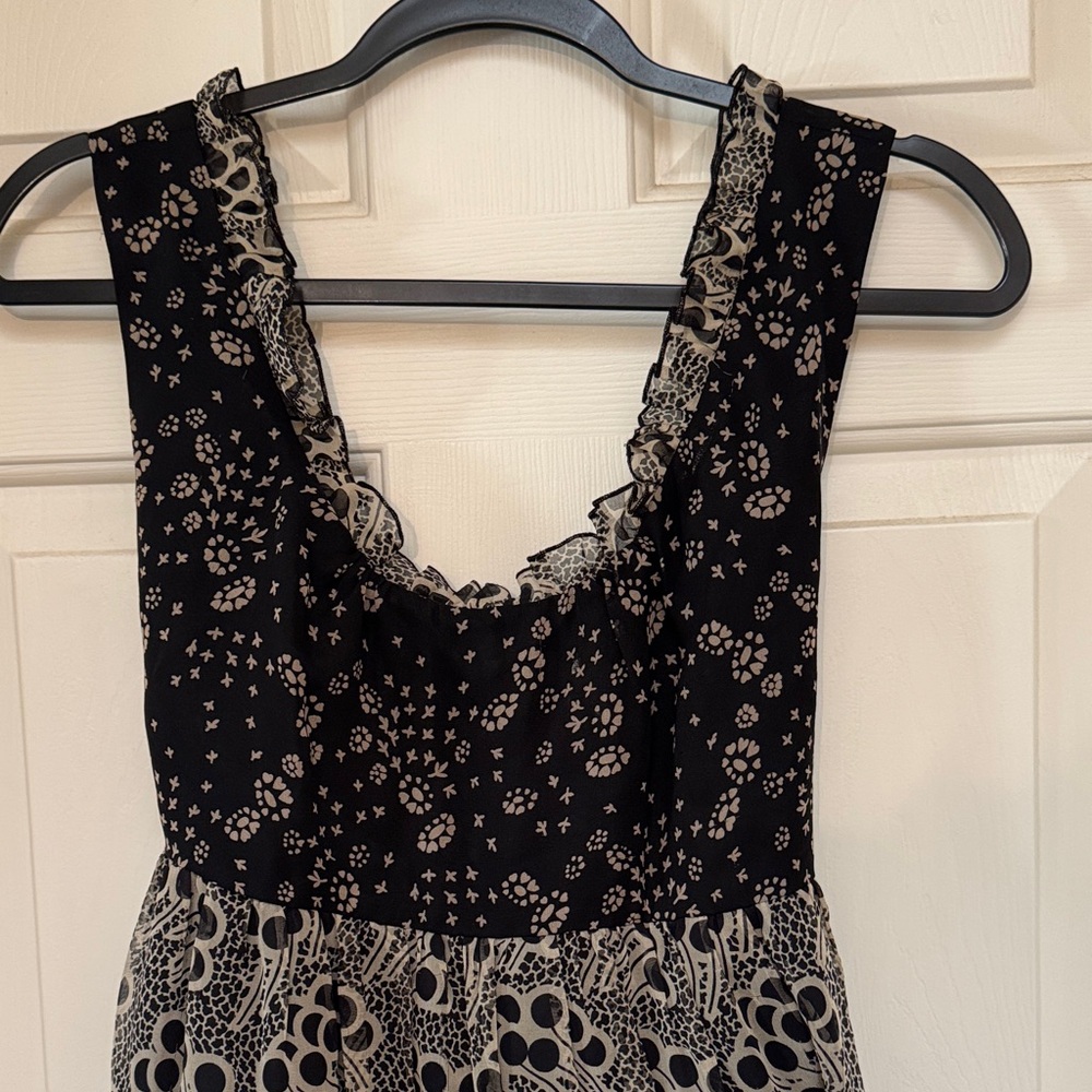 Anthropologie Black and Gray Silk Babydoll Dress - Picture 3 of 5